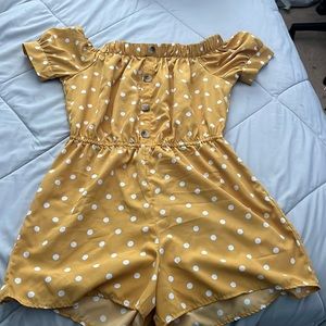 Mustard Yellow Polkadot Romper